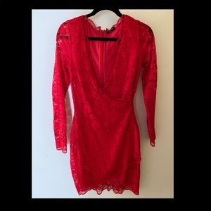 Gorgeous Red Lace Bebe Dress; Excellent Condition
